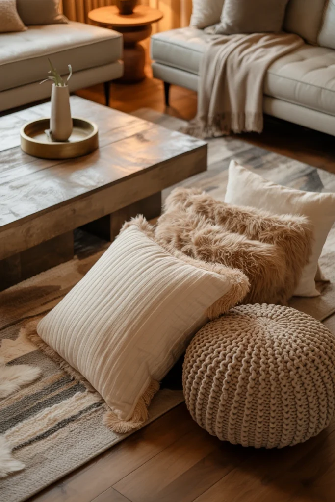 Add Floor Cushions or Poufs