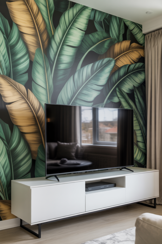 Bold Wallpaper Behind the TV