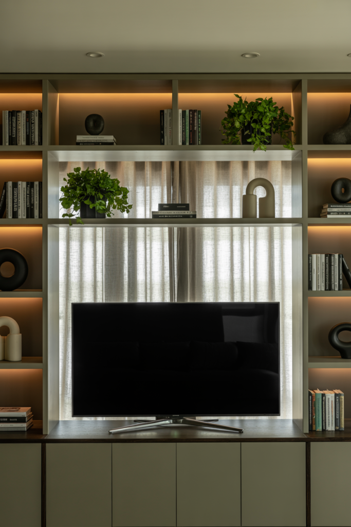 Built-In Shelves Around the TV
