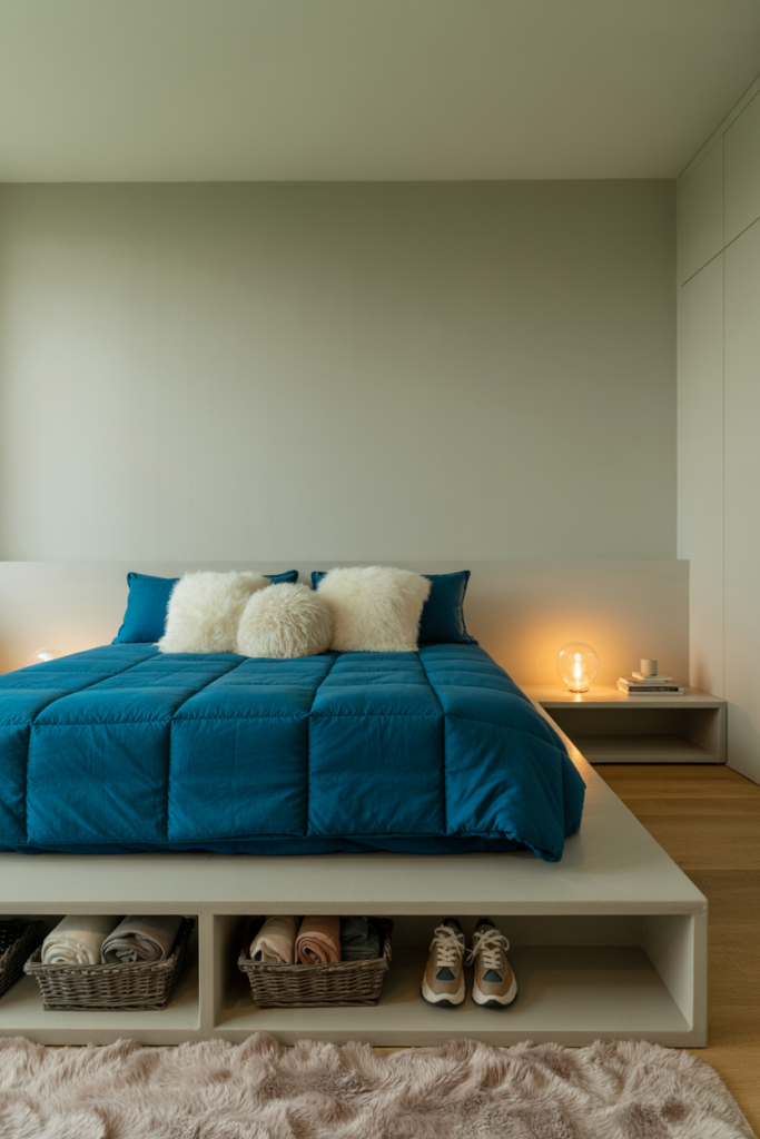  Elevated Platform Bed with Underneath Storage