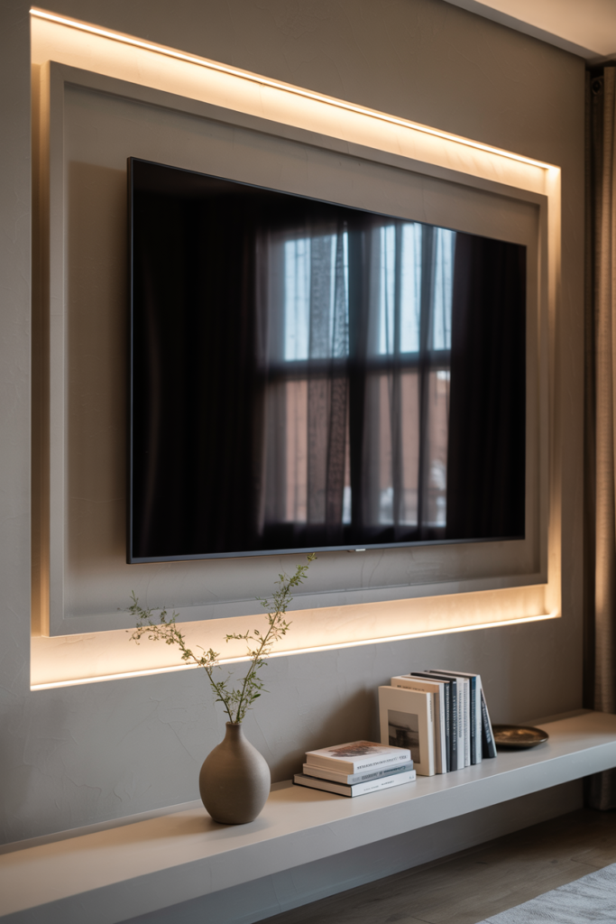 Floating TV Panel with Hidden Lights