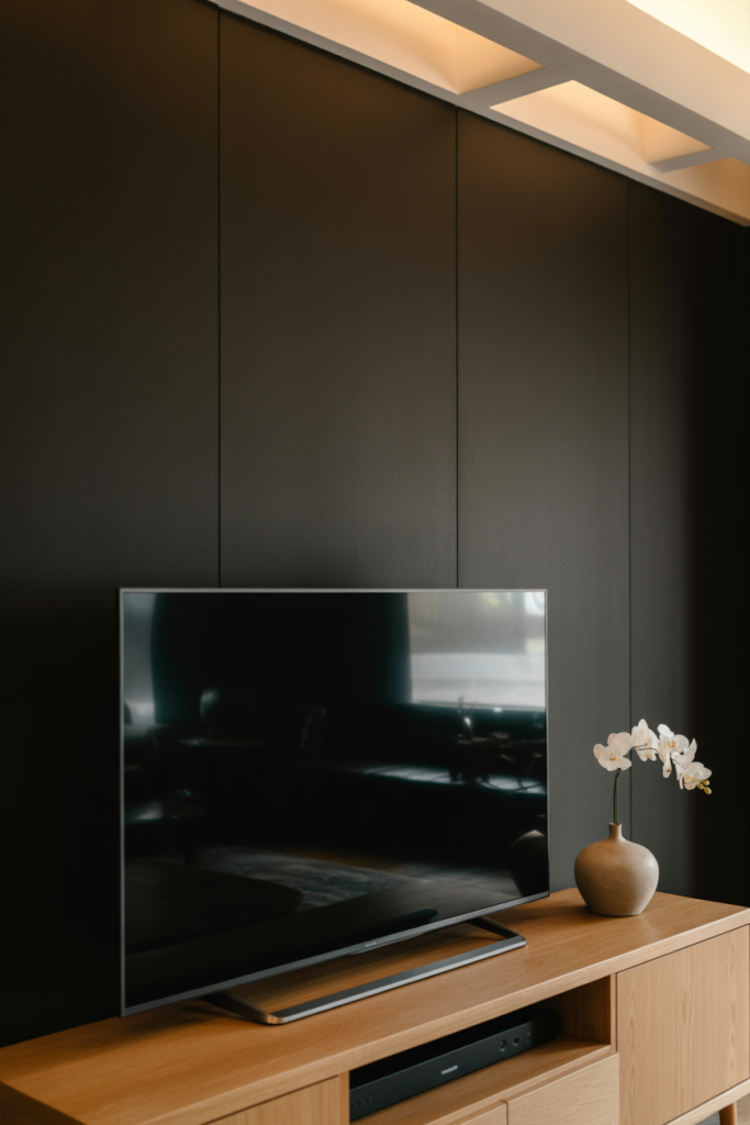 Matte Black TV Wall